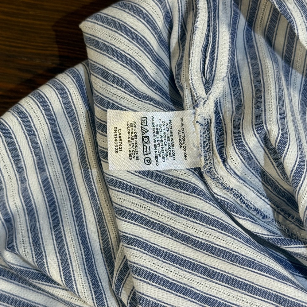 Loft Striped Ruffle Collarless Button Down Shirt - image 3